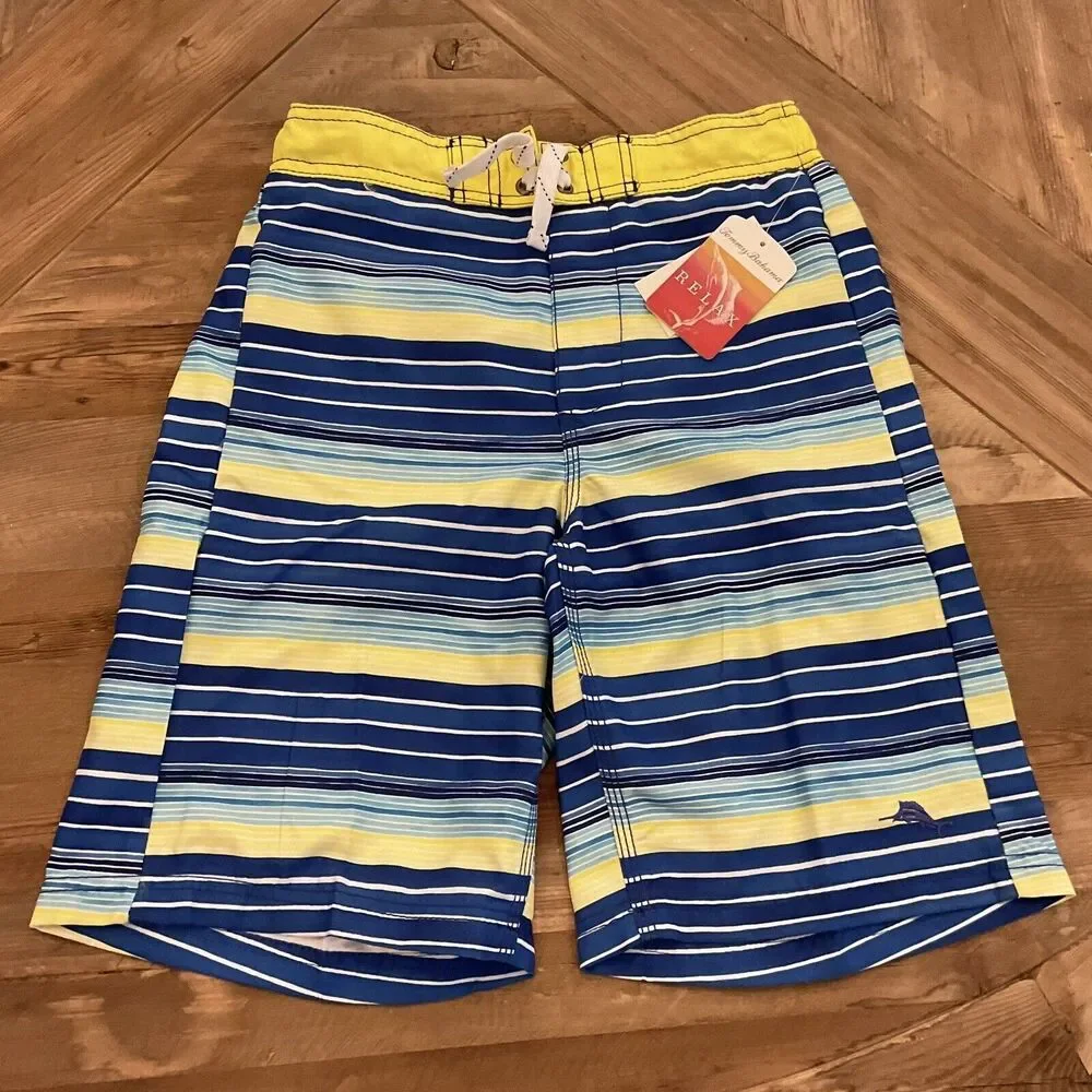 Tommy Bahama Boys Nautical Lined Swim Trunks Size‎ Youth Boys Large NWT